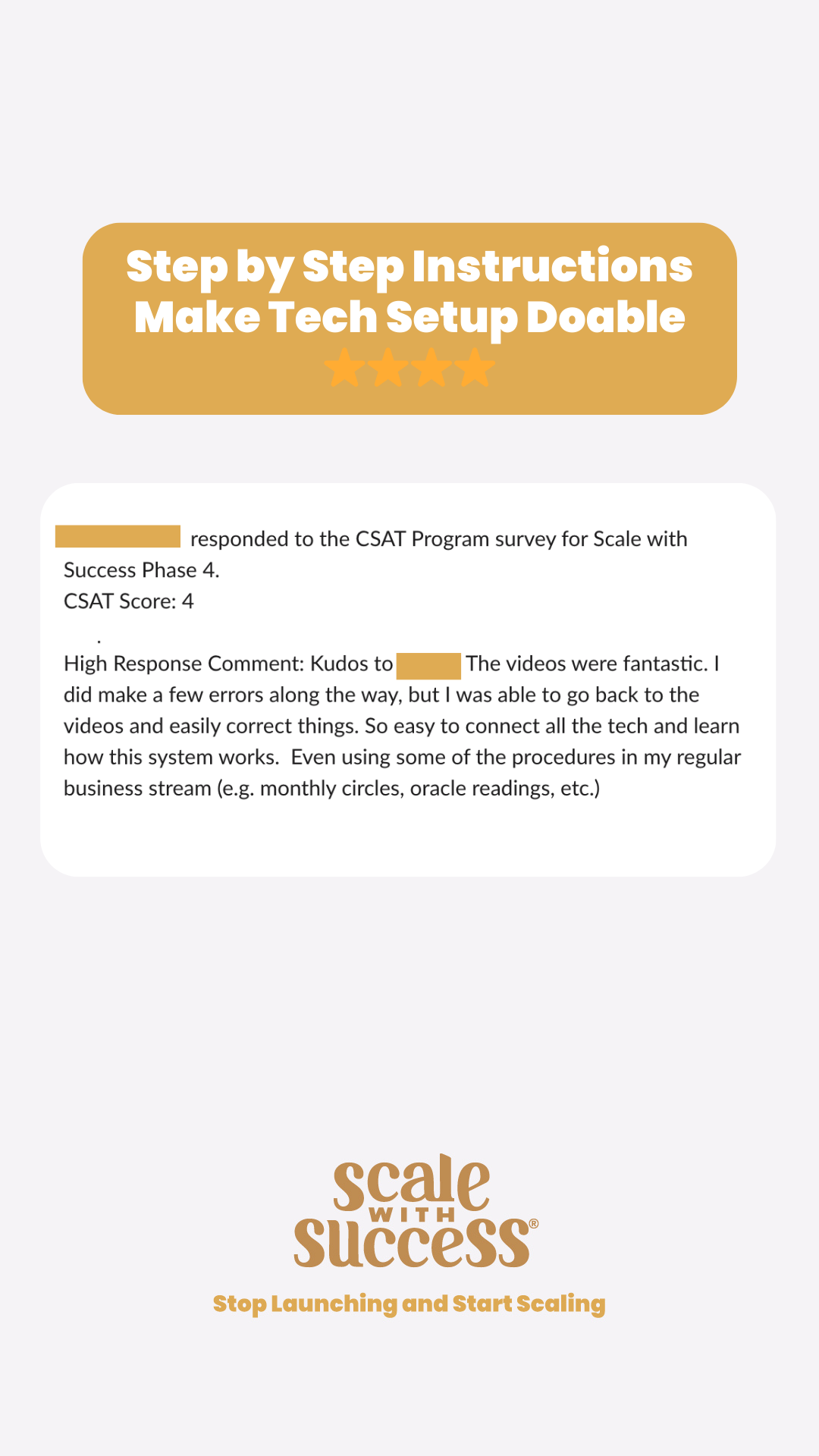 Easy tech setup inside Scale With Success